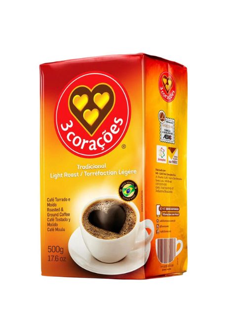 3 Corações Traditional Brazilian Ground Coffee 17.6oz / 500g